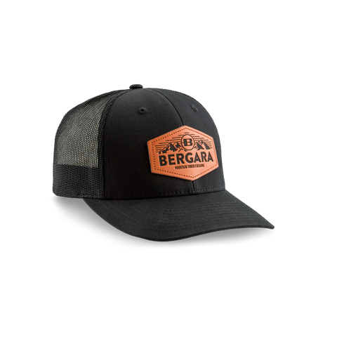 Casquette Bergara Yukon, modèle camionneur avec patch en cuir, ajustable Snap-Back, protection solaire, unisexe, pour chasse et usage quotidien, disponible en plusieurs coloris.
