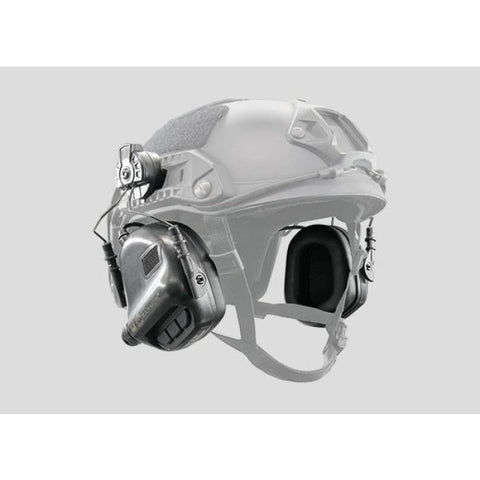 Image de l'EARMOR M31H, protection auditive électronique pour casque FAST MT, avec élimination des bruits nocifs, amplification des sons environnementaux, réduction du bruit NRR22, compatible avec 2 piles AAA, autonomie 350 heures, design pliable élégant, conforme normes CE/ RoSH/ ANSI, étanche IPX-5, idéal pour chasse et tir en toute sécurité auditive.