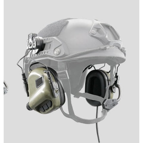 Earmor M32H protection auditive électronique avec adaptateur rail pour casques FAST MT, réduction du bruit NRR22, amplification sonore, communication micro intégrée, design pliable et étanche IPX-5, technologie anti-transpiration NANO, confort ergonomique, et normé CE RoSH ANSI, idéal pour tir et communication sécurisée.