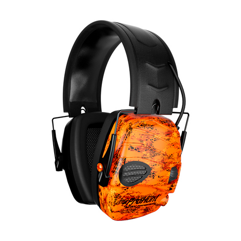 Casque anti-bruit Verney-Carron pour chasse, protection auditive avec atténuation SNR de 25 décibels, conforme aux normes EN352-1 et EN352-4, couleur kaki ou orange blaze, design pliable, entrée audio pour talkie-walkie ou téléphone, amplification sonore des voix et bruits naturels, idéal pour protection lors de séances de tir, fabricant prestigieux d'accessoires de chasse en France.