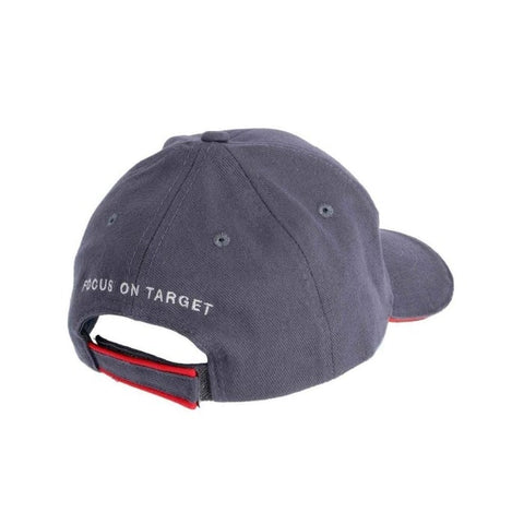 Casquette grise avec logo rouge Umarex, taille unique ajustable avec scratch, unisexe en coton pour adulte, parfait accessoire de mode pour homme et femme.