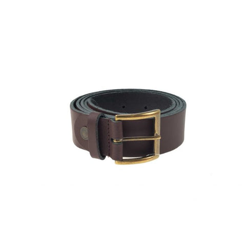 Ceinture Januel Cuir Marron - Boucle Bronze 120x5 cm - 7 Trous de