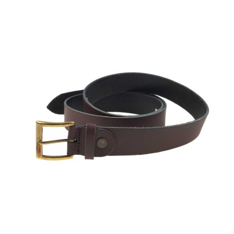 Ceinture Januel Cuir Marron - Boucle Bronze 120x5 cm - 7 Trous de