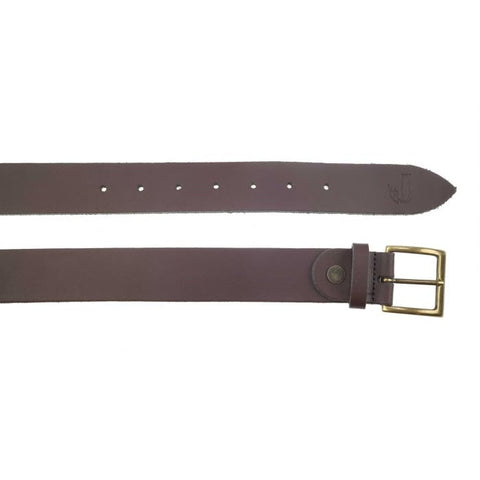 Ceinture Januel Cuir Marron - Boucle Bronze 120x5 cm - Logo Sanglier