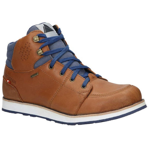 High-performance alpine boots with waterproof Gore-Tex membrane and EVA midsole for shock absorption, featuring full-grain leather and anti-slip rubber sole, ideal for hiking and mountaineering in rugged conditions.