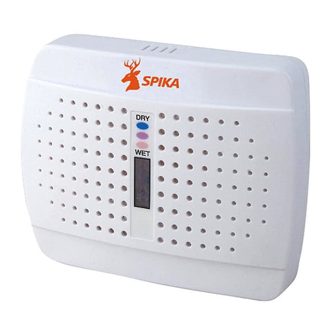 Déshumidificateur rechargeable Spika pour coffre, électrique, idéal pour réduire l'humidité, moisissures et mauvaises odeurs, à utiliser dans les espaces clos tels que coffres-forts, tiroirs, armoires. Élimine la condensation et protège les objets de valeur. Recharge facile avec cristaux indicateurs de couleur, une solution efficace contre l'air humide.