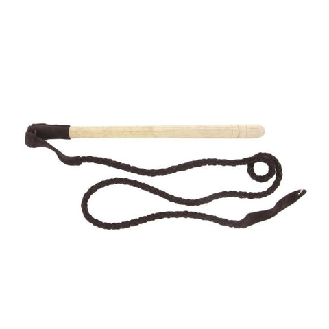 Fouet de vénerie avec manche simple et tresse en cuir, mesurant 125 cm, idéal pour la chasse et les activités équestres, confection artisanale.