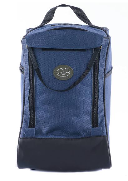 Sac à bottillon beige Le Chameau Iris, élégant et pratique pour transporter et ranger des bottillons, fabriqué en textile avec des renforts en cuir, idéal pour sécuriser vos bottines dans le coffre de votre voiture sans les salir