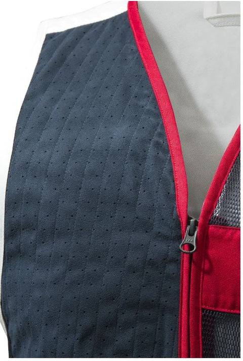 Gilet Beretta Uniform Pro 20.20 pour tir sportif, respirant et ajustable, conçu avec un filet 3D élastique pour une ventilation optimale et un confort supérieur, idéal pour les compétitions de tir, featuring poches avant extensibles et bande d'épaule en microsuède perforée