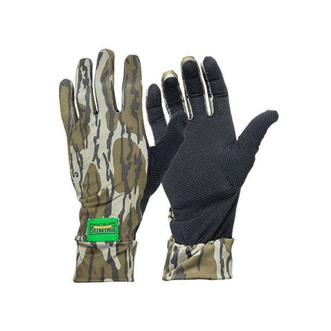 Gants ultralégers en tissu stretch antidérapants et respirants avec manchètes allongées pour une dissimulation optimale, dotés de paumes Sure Grip et disponibles en coloris Mossy Oak Original Bottomland
