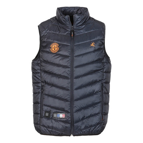 Gilet chauffant en polyester vert ou bleu avec 3 zones chauffantes et batterie rechargeable de 10000 mAh, offrant une chaleur réglable et un confort thermique pour toutes les tailles de S à 4XL, idéal pour les activités en plein air et comme power bank pour appareils nomades.