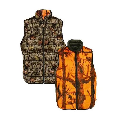 Gilet de chasse Percussion Warm réversible blaze camo - S - Gilets de chasse