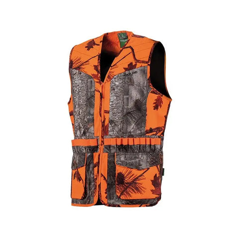 "Gilet Treeland camo orange / forest Cal.20 T600CAL20, idéal pour la chasse avec munitions calibre 20."