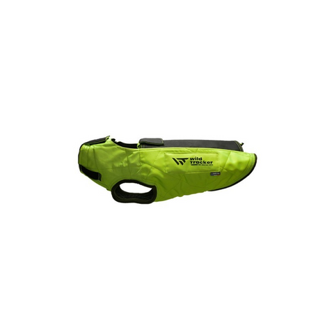Image du gilet WildTracker X-Protect By Espuna montrant des matériaux innovants comme le KEVLAR et le DYNEEMA, avec une ergonomie avancée pour le confort et la sécurité du chien, idéal pour la chasse dans des environnements extrêmes et difficilement compatibles, portant une coupe anatomique pour une adaptation optimale sur le chien.