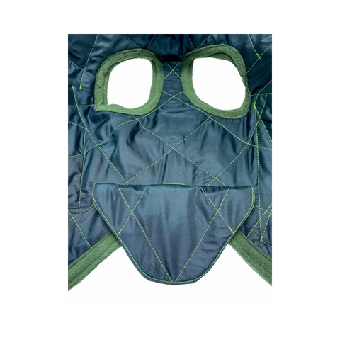 Image du gilet WildTracker X-Protect By Espuna montrant des matériaux innovants comme le KEVLAR et le DYNEEMA, avec une ergonomie avancée pour le confort et la sécurité du chien, idéal pour la chasse dans des environnements extrêmes et difficilement compatibles, portant une coupe anatomique pour une adaptation optimale sur le chien.