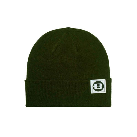 Bonnet Bergara Adak en acrylique et élasthanne, certifié OEKO-TEX, couleur vert et orange pour haute visibilité. Idéal pour chasse et outdoor, offrant protection contre froid et vent grâce à son tissu respirant et ses techniques de teinture écologique. Taille 24x21 cm avec revers 7 cm, lavable en machine.