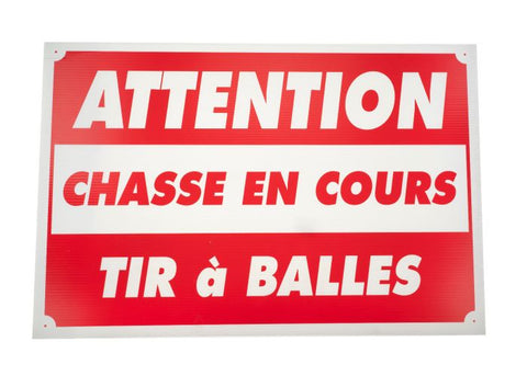 panneau de signalisation 'Chasse en cours tir à balle' en polypropylène Januel, dimensions 60 x 40 cm, pour sécurité et signalisation efficaces en zones de chasse, couleur jaune vif avec lettres noires pour visibilité optimale, facile à installer et résistant aux intempéries, essentiel pour prévenir les risques pendant les activités de chasse