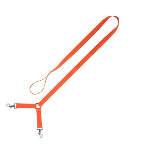 Laisse sangle nylon Country 2 chiens orange fluo - 1,30 m CH3255