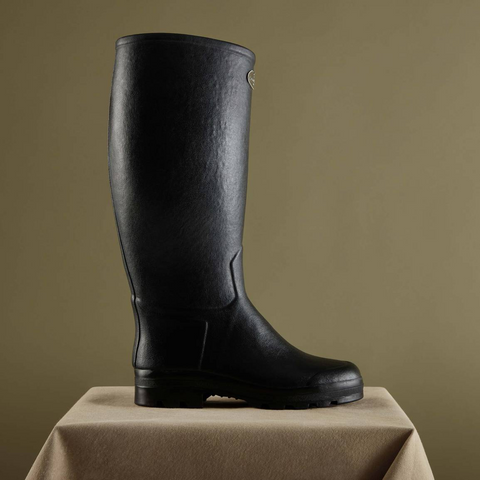 Bottes marron Le Chameau Saint-Hubert doublées cuir, bottes artisanales en caoutchouc naturel, chaussures imperméables élégantes et durables pour activités extérieures, protection optimale avec semelle bi-densité, confectionnées à la main, idéales pour randonnée et chasse