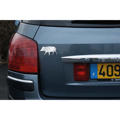 Logo chromé 3D en relief pour voiture, résistant aux intempéries, couleur argentée, motif sanglier ou bécasse, autocollant adhésif pour carrosserie de véhicule, dimensions 10 cm