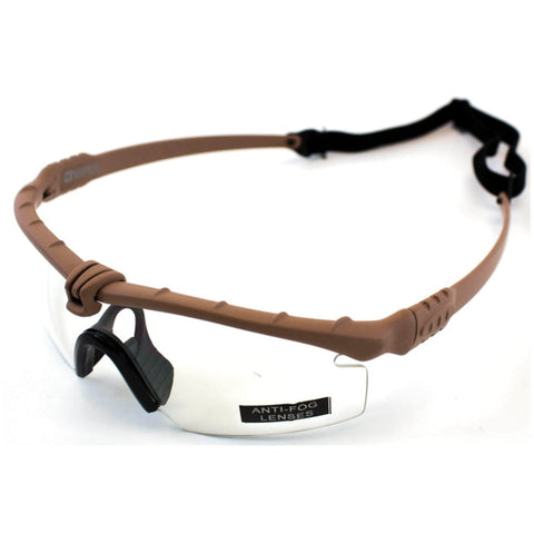 Lunettes de protection thermal Nuprol avec traitement anti-buée et anti-rayures, réglables grâce à un élastique, protection UV400, conformes EN166, disponibles en plusieurs coloris, idéales pour les joueurs d'airsoft à la recherche de confort et sécurité.