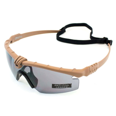 Lunettes de protection thermal Nuprol avec traitement anti-buée et anti-rayures, réglables grâce à un élastique, protection UV400, conformes EN166, disponibles en plusieurs coloris, idéales pour les joueurs d'airsoft à la recherche de confort et sécurité.