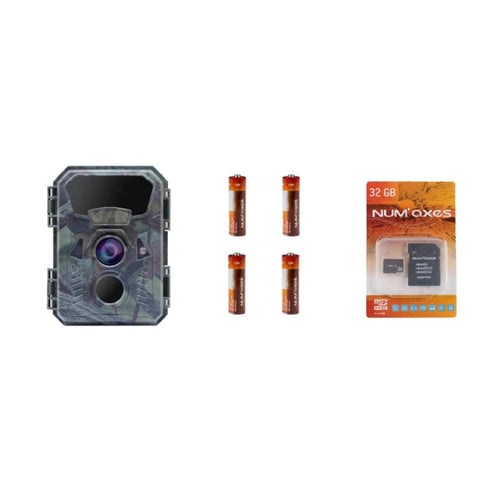 Pack camera de chasse Num’Axes PIE1066 + 4 piles + carte mémoire