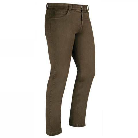 Pantalon droit kaki en tissu extensible avec finition en coton et élasthanne, offrant confort et style, idéal pour une tenue décontractée et chic, disponible en tailles 38 à 58, featuring un design avec 5 poches pour un look tendance.
