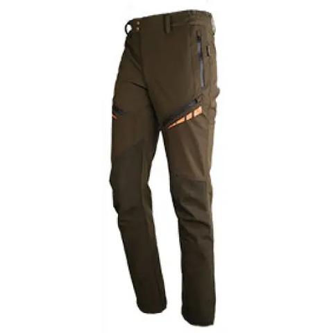 "Pantalon softshell vert Somlys 645, résistant et souple pour randonnée et chasse."