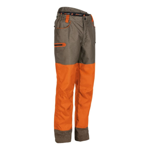 Pantalon de chasse ultra-résistant, imperméable et respirant avec renforts en Armortex et coutures étanchées, idéal pour la traque en extérieur avec options de couleur vert ou orange, taille de 36 à 56, équipé de poches cargo et italiennes pour une praticité inégalée