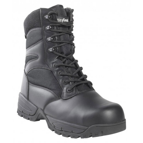 Chaussures de sécurité en nubuck et cuir avec coque composite, certifiées EN ISO 20345:2011 SB SRC, résistantes aux chocs jusqu'à 200 joules et écrasements de 1500 kg, semelle antidérapante et résistante aux hydrocarbures, idéales pour les environnements de travail exigeants.