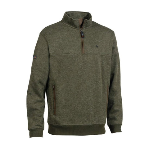 Pull en tissu deux couches pour homme, extérieur tricot polyester avec intérieur en micro polaire, disponible en vert et marron, tailles S à 4XL, col montant zippé, poches zippées, idéal pour les journées fraîches et les tenues décontractées