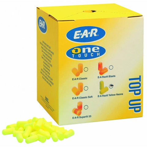 Bonbonne de rechange contenant 500 paires de bouchons d'oreilles Ear Classic pour distributeur automatique, idéale pour la protection auditive, conforme aux normes industrielles et écologique