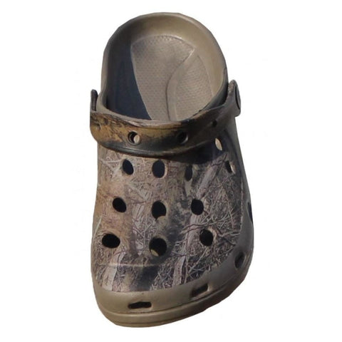 Sportchief ultra-lightweight EVA material footwear with Deep Forest camouflage design and rear foot strap, ideal for hunting and fishing with low maintenance and fast 24-hour shipping