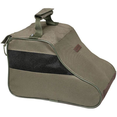 Sac à chaussures Percussion Sologne en toile résistante, idéal pour protéger et transporter des chaussures de chasse, randonnée ou travail, avec compartiment spacieux et poche extérieure, parfait pour les voyages et déplacements quotidiens