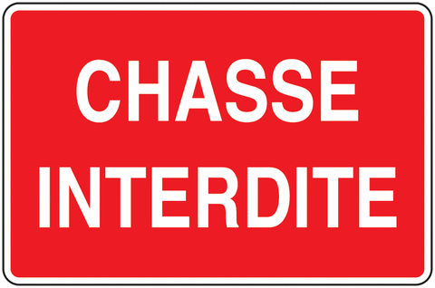 Panneau de signalisation Januel en aluminium indiquant 'Chasse interdite', mesurant 25 x 30 cm, conçu pour une visibilité optimale et une durabilité extérieure exceptionnelle, idéal pour prévenir l'accès non autorisé des chasseurs dans des zones sécurisées.