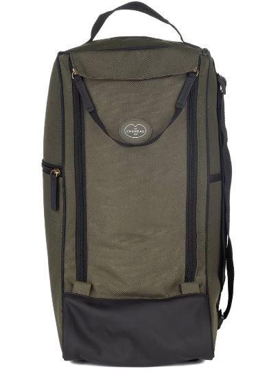 Sac à bottes Le Chameau Iris en Vert Chameau transportant facilement des bottes, avec fermeture éclair double et poche zippée sur le côté, idéal pour protéger vos bottes contre l'humidité et garder votre voiture propre.