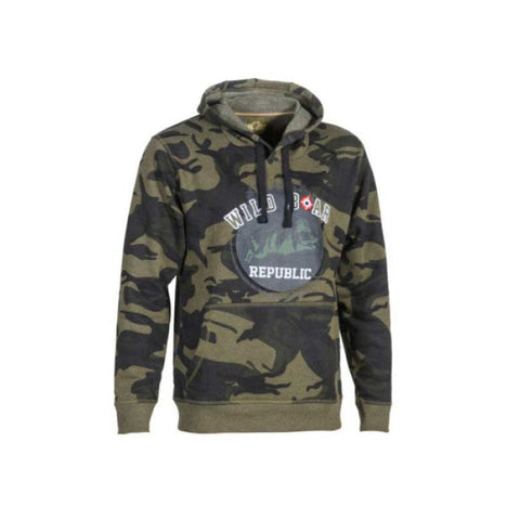 Sweatshirt à capuche Percussion Wild Boar Republic, chaud et confortable, idéal pour la chasse et l'aventure en plein air, avec design élégant et capuche ajustable