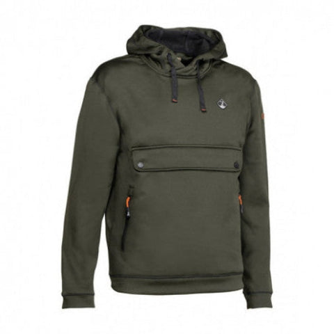 Image du Sweatshirt à capuche Percussion, parfait pour la chasse et la pêche, offrant chaleur et confort avec sa capuche réglable et sa poche kangourou, idéal pour les activités de plein air.
