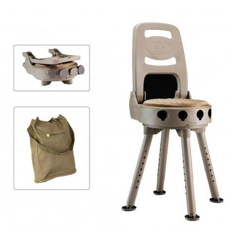 Siège rotatif Bergara Qake ATS, conçu pour les chasseurs et aventuriers, offre une stabilité inégalée avec ses pieds ajustables pour tous types de terrains. Capable de supporter jusqu'à 130 kg, ce siège résistant aux intempéries est à la fois pliable et léger, facilitant le transport et le rangement. Son pivot à 360 degrés vous assure une observation sans efforts des alentours lors de vos sorties en nature.