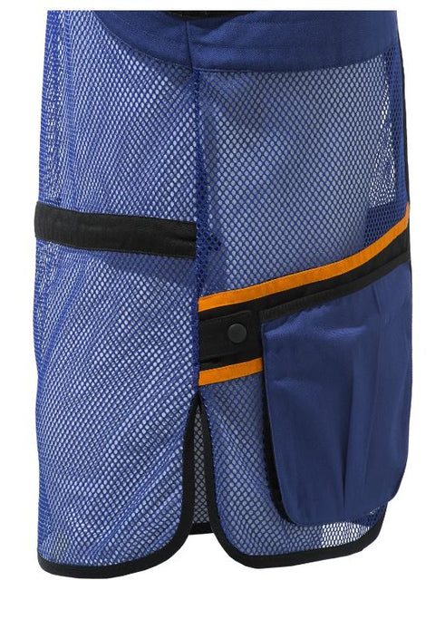 Gilet de tir Beretta Full Mesh en filet respirant avec bande d’épaule en coton, idéal pour le tir sportif par temps chaud, poches avant pour cartouches et attache casque, disponible en plusieurs coloris et tailles