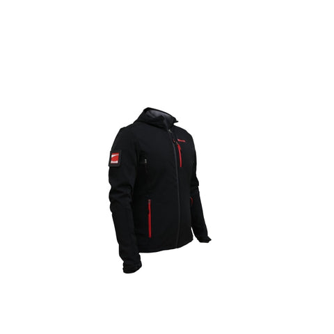 Veste Softshell Benelli pour homme, idéale pour les activités de plein air, disponible en tailles M et L avec logo distinctif à l'avant et à l'arrière, coupe-vent et imperméable, couleur moderne, parfaite pour la randonnée et les tenues décontractées