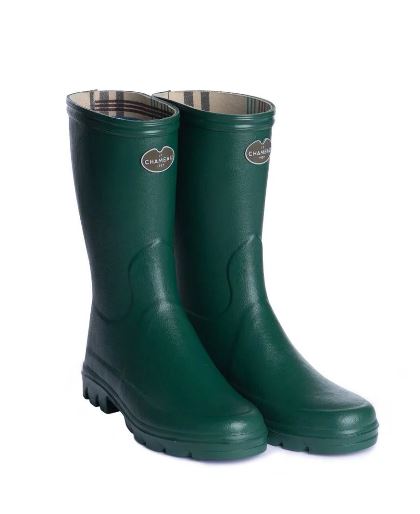 Bottillon Le Chameau Iris imperméable en caoutchouc Chamolux doux et flexible, design inspiré par la nature, parfait pour jardinage et activités en plein air par temps humide, avec doublure jersey séchage rapide pour confort durable.