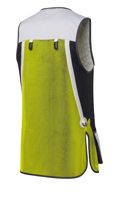 Gilet Beretta Uniform Pro 20.20 pour tir sportif, respirant et ajustable, conçu avec un filet 3D élastique pour une ventilation optimale et un confort supérieur, idéal pour les compétitions de tir, featuring poches avant extensibles et bande d'épaule en microsuède perforée