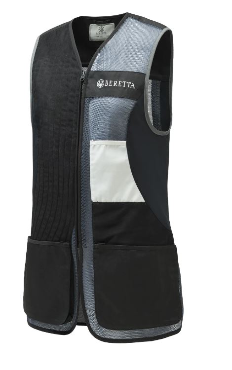 Gilet de tir Beretta Uniform Pro 20.20 Micro pour femme, en filet respirant et coton élastique, doté de détails perforés pour une ventilation optimale, idéal pour les compétitrices, avec poches extensibles et coupe élégante.
